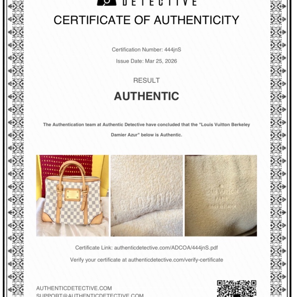 Authentic Louis Vuitton Berkely in Damier Azur - Picture 16 of 16
